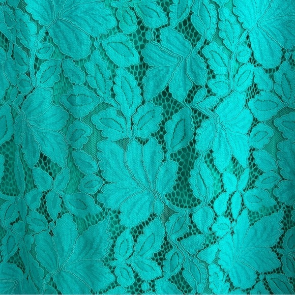 CeCe Teal Blue Lace Short Sleeve Shift Mini Dress Size 8 - Picture 9 of 10